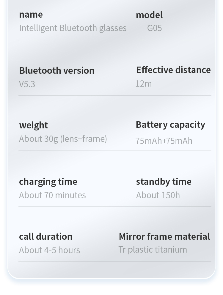 Smart Bluetooth Glasses GL2024-01 Details page 18